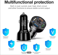 Lampe LED Mini USB Chargeur Adaptateur 4-en-1 Ports Quick Charge Wireless Car Charger PD QC3.0 pour téléphone portable Allume-cigare