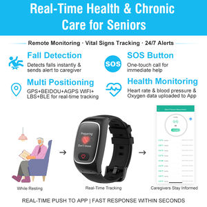 سوار ذكي L16 لتتبع النوم وتحديد المواقع للمسنين، يدعم الرد على المكالمات، مع تقويم، مقاوم للماء IP67، شاشة لمس مربعة، إنذار، يدعم شريحة SIM، يعمل لمدة 4 أيام - Product Image 2