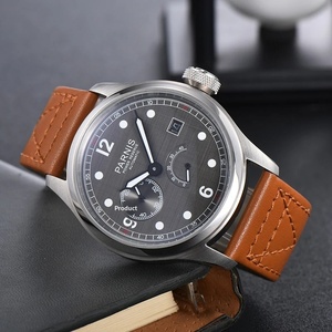 Montre-bracelet <span class=keywords><strong>Parnis</strong></span> automatique mécanique pour homme, réserve de marche, cadran gris, boîtier en acier inoxydable, bracelet en cuir - Cadeau de luxe 2026 - Product Image 2