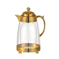 Bouilloire électrique en verre de 1 litre avec contrôle de température, plaqué or, grande capacité, pour thé, café et eau chaude