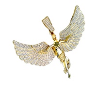 Collier pendentif en alliage d'ange grand format YJ10-6815 pour homme, chaîne à maillons, bijoux tendance pour les fêtes, vente en gros