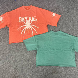 เสื้อครอปโอเวอร์ไซส์สำหรับผู้ชายเสื้อครอปโอเวอร์ไซส์แบบย้อนยุคผ้าบ็อกซี่น้ำหนักมากออกแบบโลโก้ได้ตามต้องการ - Product Image 6