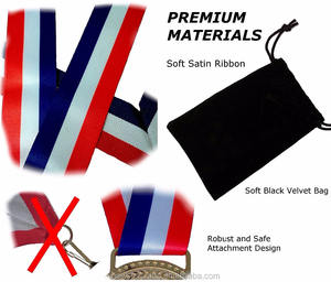 Kustom Modern antik berlapis emas logam medali penghargaan 2nd atau 3rd tempat sutra layar dicetak - Product Image 6