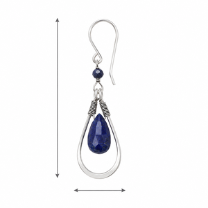 Orecchini Pendenti Vintage a Goccia con Pietra Blu, Texture Martellata, Ispirazione Etnica, Gioielli Pendenti per Donna - Product Image 5