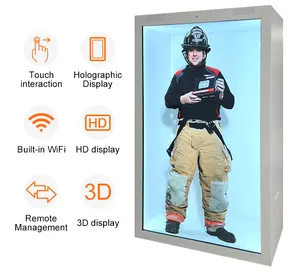 86 Inch Indoor 3d Hologram Interactieve Video Holografische Touchscreen Box Lcd Transparante Holobox Vitrine Vitrine