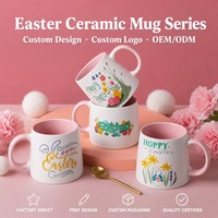 Fabricant cadeaux du jour de Pâques tasse à café souvenir en céramique tasse à eau grande capacité en grès avec conception d'impression de décalcomanies