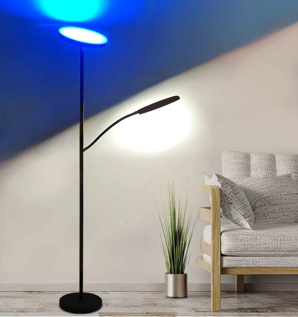 Lampada da terra RGB dimmerabile intelligente colorata alta in piedi doppia luce funziona con Alexa e Google Home per soggiorno letto casa