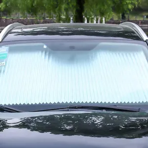Araba geri çekilebilir güneşlik güneş koruyucu arabalar ön otomatik olarak ölçeklenebilir güneşlik vantuz ile ücretsiz katlanır pencere gölgeliği