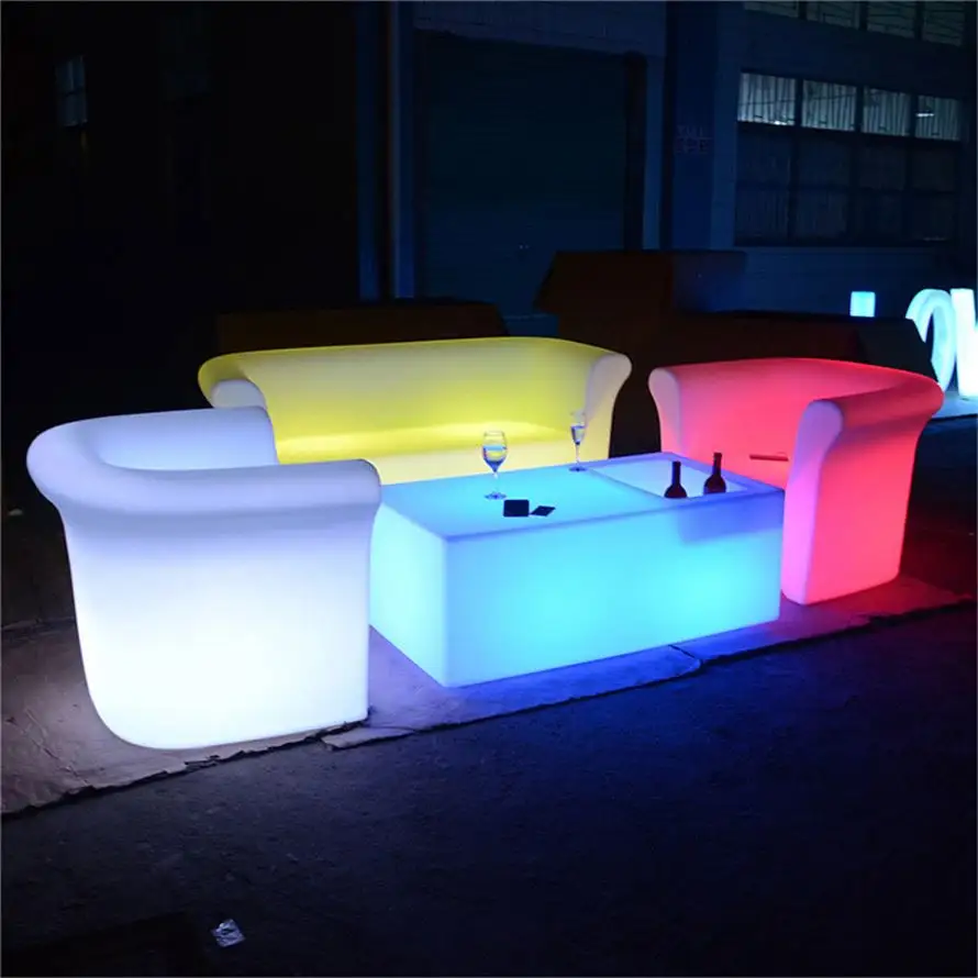 屋外LEDソファセット輝く家具水ギセルラウンジ家具スマート照明付き高級家具ソファセット