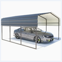 Abri de voiture et garage en acier à double pente, structure légère préfabriquée économique avec montage facile, design moderne pour entrepôt et stockage