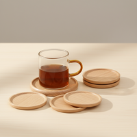 Sous-verre personnalisable en bois de hêtre pour tasses à café et thé, durable, isolant thermique, écologique, uni