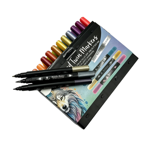 Marcadores de Doble Punta con Tinta Metálica y Brillante de 36 Colores, Marcadores Finos y de Pincel, Marcadores a Base de Alcohol para Pintar sobre Roca - Product Image 1