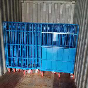 Chariot de chariot de cage de rouleau de maille d'acier de récipient de roulement à quatre roues résistant pour l'usage industriel de stockage pour l'entrepôt de supermarché - Product Image 6