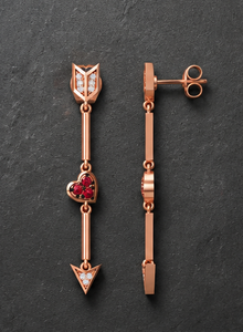 Pendientes de Corazón en Aleación de Zinc con Baño de Oro Rosa, Flecha Colgante de Zirconia y Engaste de Bisel, Estilo Romántico para Boda de Mujer - Product Image 5