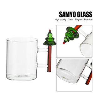 <span class=keywords><strong>Tazas</strong></span> de Vidrio Personalizadas Samyo Aptas para Lavavajillas, con Diseño de Árbol de Navidad y Muñeco de Nieve, para Jugo, Leche, Café, con Asa - Product Image 3