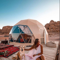 Tente dôme de luxe écologique pour hôtel en plein air de 7 m, glamping avec salle de bain, garantie 1 an, couverture en polyester doublement enduit de PVC