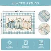 Ensemble de 4 sets de table à motif citrouilles bleues, 12 x 18 pouces, en polyester, lavables en machine, pour la décoration de table de fête