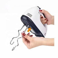 Mélangeur Alimentaire Électrique Manuel 7 Vitesses Mini pour Cuisine et Pâtisserie avec Fouet à Crème et Lames en Acier Inoxydable, Conception Portable