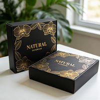 Boîte cadeau luxe en carton noir avec estampage à chaud Orchid, livraison express 72h, boîte d'expédition pour vêtements, étanche