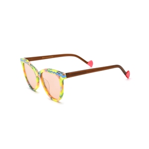 Lunettes de soleil œil de chat, monture colorée, verres miroir roses, protection UV 100%, pour femmes adultes - Product Image 1