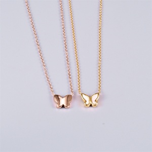 <b>Animal</b> Shell Jewelry Stainless Steel Gold Plated <b>Crystal</b> butterfly Necklace Pendants Charms - Product Image 2