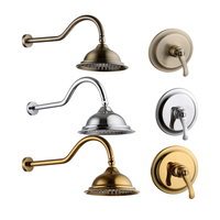 Pour Empolo Antique Chrome Ensemble de douche de pluie mural pour salle de bain Robinet de douche en laiton et mitigeur Solution de bain et de toilette tout-en-un