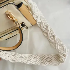 31.5 Inch Macrame Zak Schouderriem Geweven Natuurlijke Katoenen Koord Tas Riem