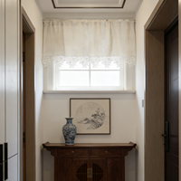Cortinas de Encaje Bordado de Alta Calidad, Media Cortina Decorativa para el Hogar, Cortinas Bordadas con Flores para Sala de Estar, Dormitorio, Cafetería