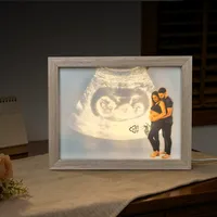 Cadre photo lumineux 4D moderne, fait main, écologique et durable, avec motif floral, pour échographie de grossesse et souvenir de nouveau-né