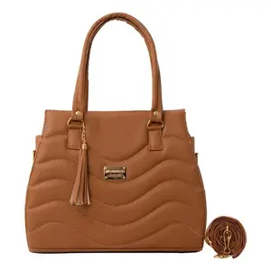 Bolso Tote para Mujer Fana Alissa M3766 Color Camel, Microfibra, Cuero Sintético, Asas Superiores, Decoración con Borlas, Uso Diario Informal - Product Image 4