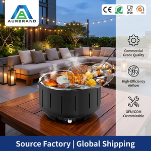 Parrilla de Carbón Multifuncional sin Humo con Ventilador, Parrilla Portátil de Mesa con Soplador Eléctrico para Acampar - Product Image 1