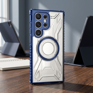 เคส S25 Ultra Clear Blue Trim Armor Design แบบนูนลาย TPU/PC รองรับการชาร์จแบบ Qi2 พร้อมห่วงแม่เหล็กในตัว ป้องกันรังสียูวี - Product Image 3