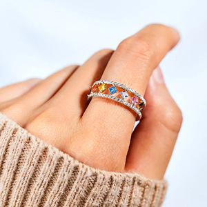 Anello geometrico colorato a doppio strato per donna, gioielli alla moda per le dita - Product Image 2