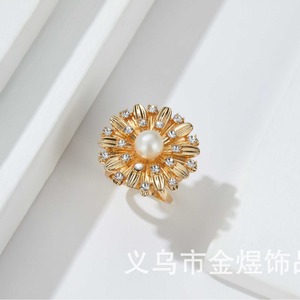 Jinhua Pearl Flower Scarf <b>Clip</b> Alloy Plated With Rhinestones For Garment Accessory - Product Image 3