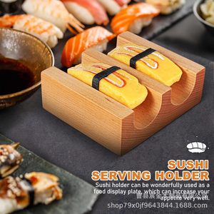 Wooden Sushi Roll Rack Tiered Display <b>Stand</b> For Restaurant Serving Tray - Product Image 3