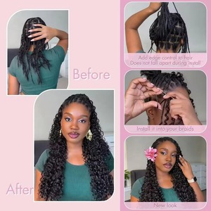 Extensions de cheveux humains bouclés birmans pour femmes noires, pré-séparées, avec nœuds invisibles, noir naturel - Product Image 5