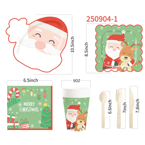 Juego de Vajilla Navideña DAMAI con Diseño Nuevo y Molde de Santa Claus, Incluye 7 y 9 Platos de Papel, Vasos y Servilletas para 8 Personas - Product Image 6