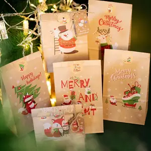שקית עוגיות ממתקים נייר קראפט סנטה קלאוס איש שלג שקיות אריזת מתנה לחג המולד חג המולד נאבידדט ציוד לעיצוב מסיבת ראש השנה