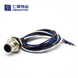 M12 Waterproof 2 3 4Pin IP68 Power Cable Wire Plug Straight A Code Solder Back Mount Single Ended mit 0.2M