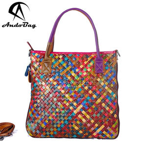 AndoBag Handbags for <b>Women</b> Genuine Cow <b>Leather</b> <b>Work</b> Tote <b>Bag</b> Large Capacity Color Knitting Outdoors Commute Shoulder <b>Bags</b> 889 - Product Image 1