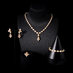 Conjunto de Joyería de Collar para Mujer con Baño de Rodio, Corte de Pera, Color CZ, Circonita Cúbica, Estilo Clásico y Elegante de Dubái, Accesorios para <span class=keywords><strong>Novia</strong></span> - Product Image 1