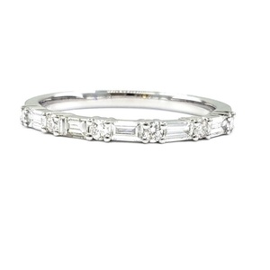 Prix usine précieux mariage 18K or blanc 100% diamant naturel bijoux fins Baguette mince bande anneaux pour petite amie cadeau - Product Image 1