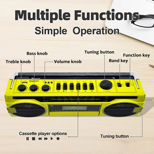 Grabadora de Casete Vintage Personalizada, Reproductor de Música Portátil Estéreo con Puerto USB, Ranura para Tarjeta TF, Receptor BT, para Fiestas en Casa, Regalo - Product Image 6