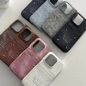 Étui de téléphone en cuir cousu main avec porte-cartes pour iPhone 12 13 14 15 16 17 Pro Max – Coque de téléphone unie avec fente pour cartes - Product Image 6