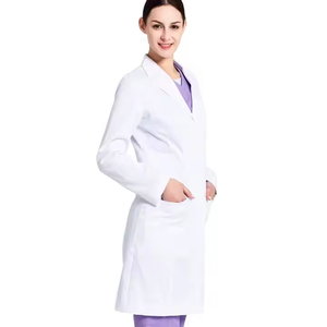 Bata de laboratorio blanca de la mejor calidad, uniforme de enfermera, abrigos de manga larga para estudiantes de medicina, uniforme de médico de hospital de longitud larga, abrigos de laboratorio - Product Image 3