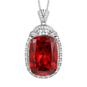 Polished Eco-friendly Copper Large Pendant Necklace Cubic Zirconia Hypoallergenic Jewelry for Women Banquet Party Gift Wholesale - Product Image 1