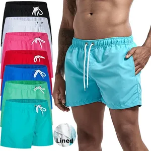 Shorts de bain pour hommes avec doublure en maille, poches latérales, légers, avec cordon de serrage, shorts de sport à séchage rapide pour l'été - Product Image 1
