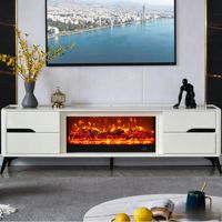 Lemari TV Klasik Dekoratif dengan Perapian LED, Konsol Perapian Elektrik LED dengan Nyala Api yang Dapat Disesuaikan untuk Dekorasi Rumah
