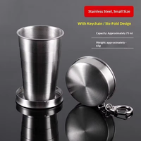 Mug de camping en acier inoxydable 304, tasse pliable, portable, pour les voyages en plein air, démontable, pliable, avec porte-clés