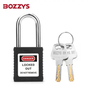 BOZZYS Loto OEM Manufacturer Black Custom Steel Shackle Safety Lockout Padlock with Master Keyed Custom Laser Coding and Label